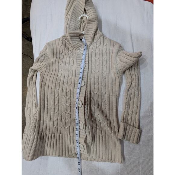 Women's Fisherman style button up hooded cardigan sweater by Davinchy size M - Picture 7 of 7